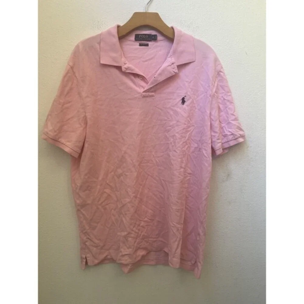 POLO RALPH LAUREN SOLID PINK POLO SHIRT SIZE LARGE (S1)